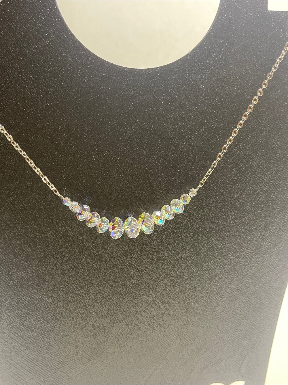 Kirks Folly Crystal Bead Bar Necklace - Clear